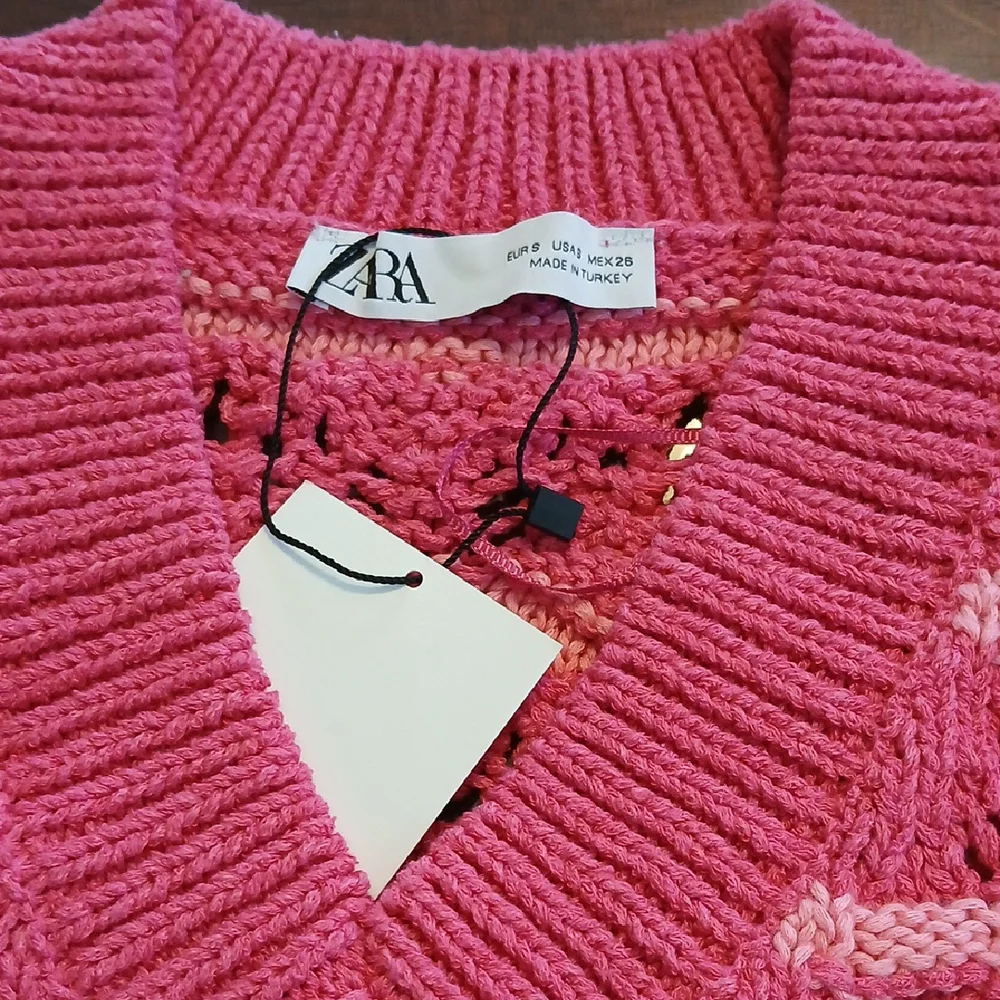Zara V-Neck Pink Sweater Vest NWT - Picture 7 of 8